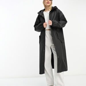 ASOS Tall rubberized rain parka coat in black